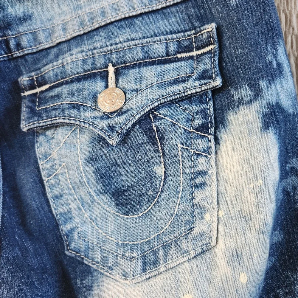 True Religion Cosmic Splatter Skinny Flap Low 31 X 31 Stretch Streetwear Y2K